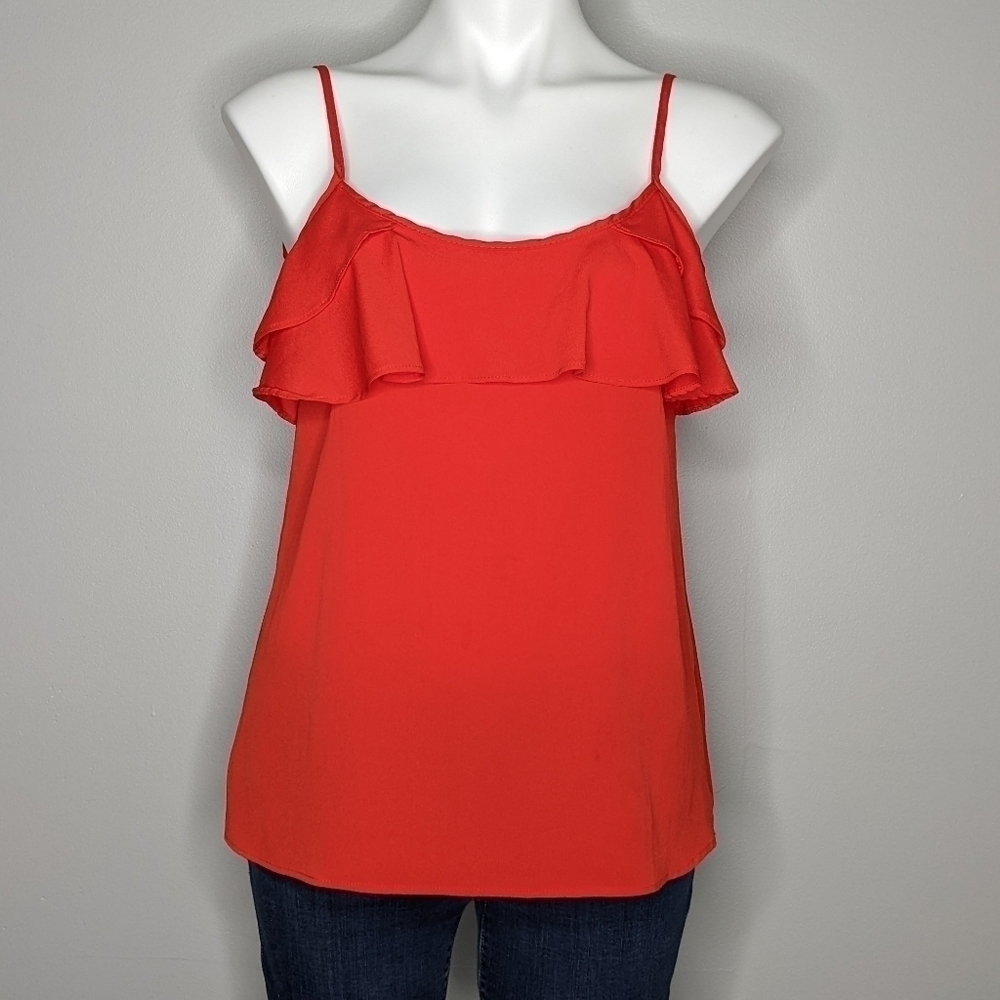 ✨3/$15 Francesca's Birdcage red ruffle tank M